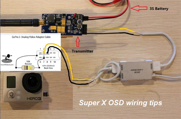 Wiring Super X OSD Go Pro Camera option Tutorial.